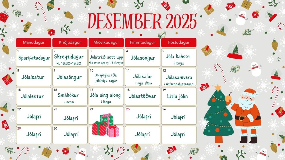 Jóladagatal grunnskóladeildar