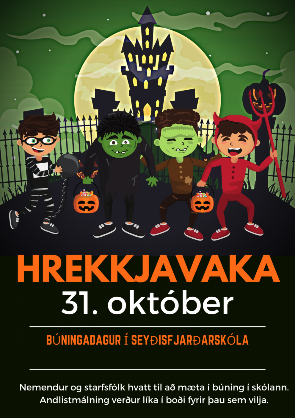 Búningadagur í Seyðisfjarðarskóla mánudaginn 31. október