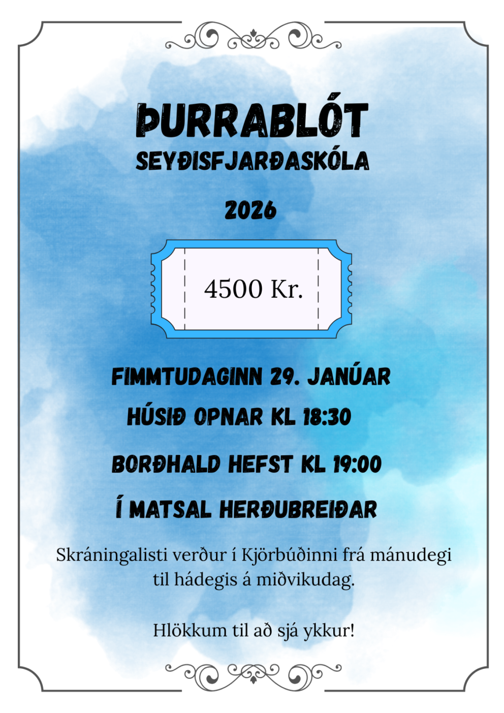 Þurrablót Seyðisfjarðarskóla 2026