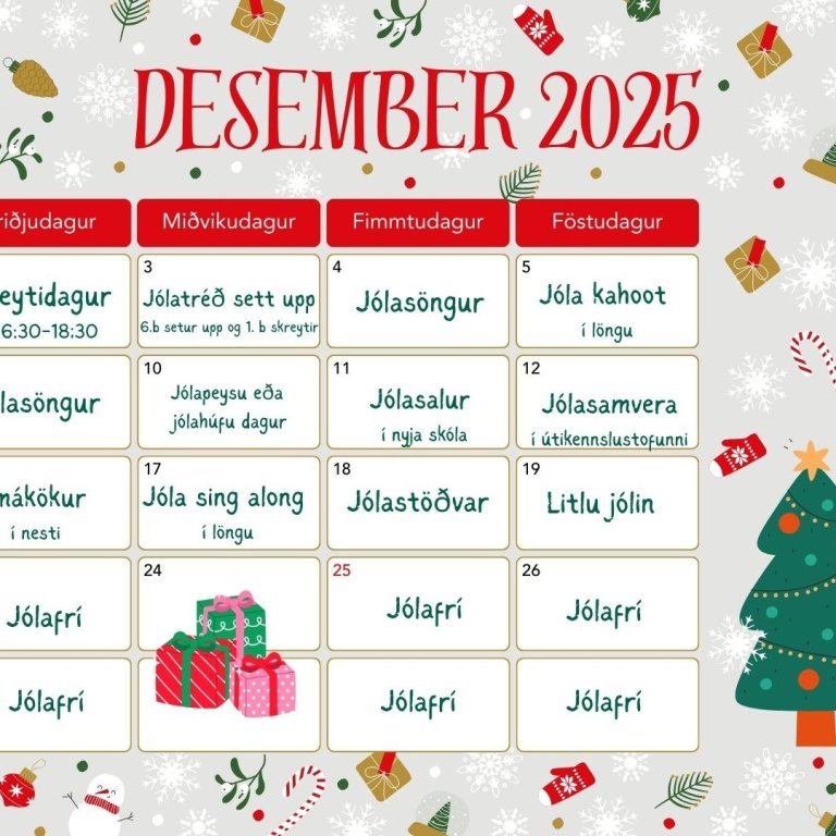 Jóladagatal grunnskóladeildar