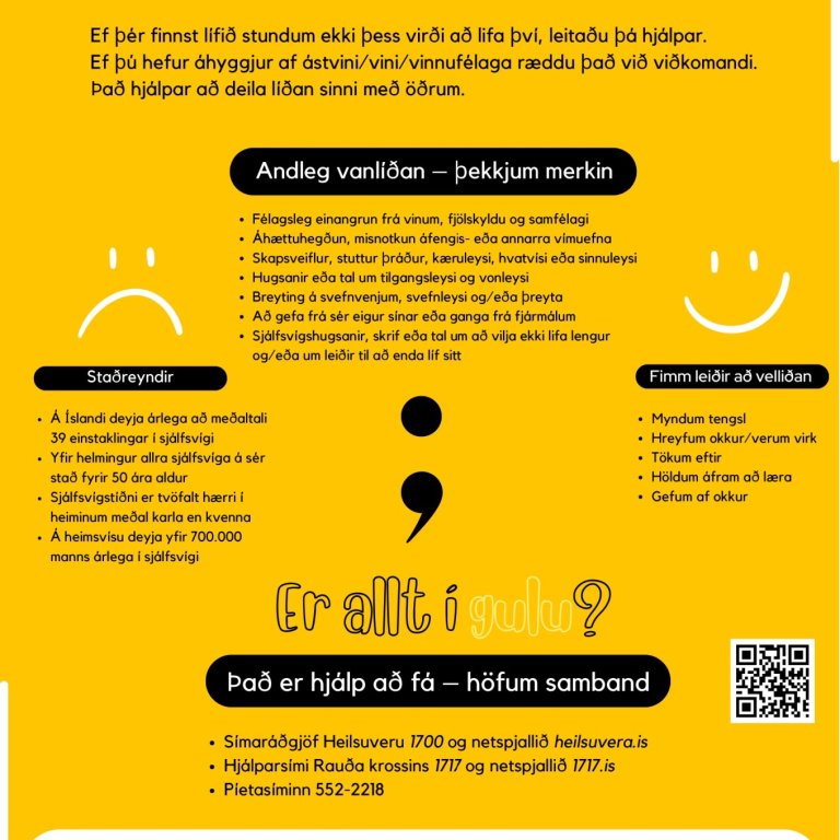 Þriðjudaginn 10. september er gulur dagur hjá okkur í Seyðisfjarðarskóla.